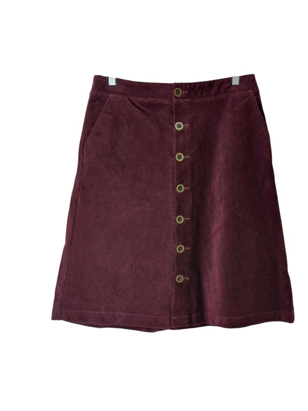 St  Johns Bay Womens Skirt Sz 6 Merlot Corduroy Button-Front Classic NWT #D-36